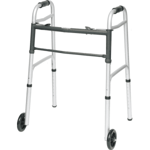 Aluminum-Two-Button-Release-Folding-Walker-With-Wheels